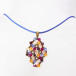 Pendant 65cm - Malvina Rhombus S-Lavender Leather - Pendant 65cm - Laiton bronze